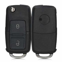 Kwmobile Car Key Case For Vw Skoda Seat - Protective Plastic Key Fob Shell Replacement For Vw Skoda Seat 2 Button Flip Key - Black