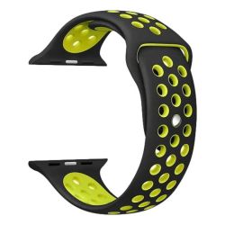 Silicone Sport Band For Apple Watch - 42MM 44MM 45MM 49MM - Black yellow