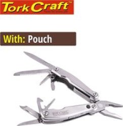 Torkcraft Multitool Silver With LED Light & Nylon Pouch In Blister KN8129S