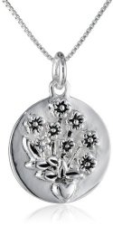 Sterling Silver "sisters Are Different Flowers From The Same Garden" Reversible Flower Necklace 18