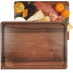 Lever Cutting Board - Cutting Boards For Kitchen Cheese Board 2IN1 Reversible Usa Premium Wooden Chopping & Charcuterie Board Juice Well Deep