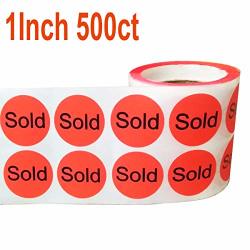 Wootile 500 1" Stickers labels"sold" Red Stickers Labels Retail Sold