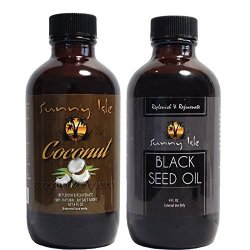 Sunny Isle Jamaican Coconut Black Castor Oil And Pure Black Castor Oil 4OZ Pack Of 2