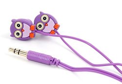 Purple In-ear Novelty Owl In-ear Headphones For Kids - Compatible With Philips DPM6000 Digital Voice Recorder - By Duragadget
