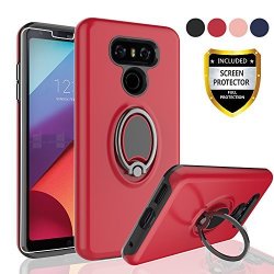 Aymecl For LG G6 Cell Phone Cases LG G6 Plus Cell Phone Cases Rotating Ring Holder Dual Layer Shock Bumper Cover For LG G6 2017 -gh