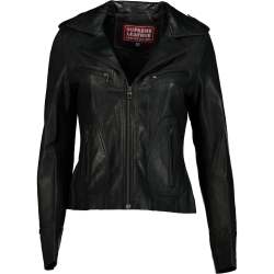 Women's Lady Jane Black Slim Fit 100% Napa Leather Jacket - - 4XL