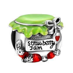 Soufeel Strawberry Jam Charms 925 Sterling Silver Charm Red Green Fruit Bead For Bracelets