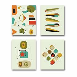 Hpniub Abstract Geometric Art Prints Set Of 4 8"X10" Mid Century Modern Canvas Poster Geometry Painting For Bedroom Living Room Home Decor No Frames