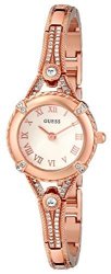Guess Women's U0135L3 Petite Rose Gold-tone Watch With White Dial Crystal-accented Bezel And Stainless Steel G-link Band
