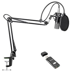 Neewer NW-700 Condenser Microphone Kit For Home Studio Broadcasting Recording - NW-700 MIC USB Sound Card Adapter NW-35 Microphone Suspension Scissor Arm Stand With