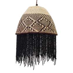 Beaded Basket Lampshade - Black And Silver Beads Mix