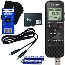 Sony ICD-PX370 Mono Digital Voice Recorder With Built-in 4GB & Direct USB + 8GB Micro Sdhc Memory Card + Auxiliary Cable + Aaa Batteries + Herofiber Ultra Gentle Cleaning Cloth