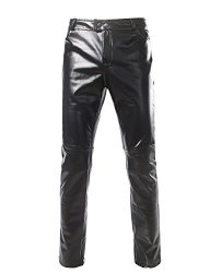 Mens Zeroyaa Side Zipper Design Moto Jeans Style Metallic Gold Pants straight Leg Trousers Us 28 ASIAN M Black