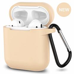 Airpods Case Satlitog Protective Silicone Cover Compatiable With Apple Airpods 2 And 1 Not For Wireless Charging Case Beige