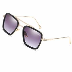  SHEEN KELLY Retro Square Sunglasses for Men Women