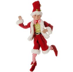 16 Inch Posable Elf In Santa Outfit Christmas Decor