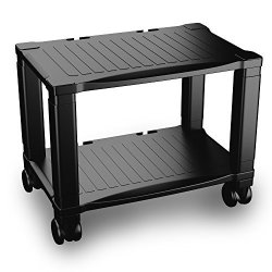 Home-Complete Printer Stand With Wheels - 2 Tiers Shelf - Small Under The Desk Machine Stand Cart -mini Home Office Rolling Mobile Storage Solution