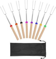 Lifespace Marshmallow Telescopic Roasting Forks 8PCE With Wooden Handle