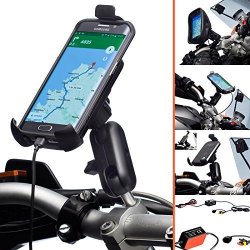 Ultimateaddons Motorcycle M10 Clamp Bolt Extended Mount + One Holder For Samsung Galaxy S6 S7 Edge Plus + Micro USB 2 Amp Hardwire Charger