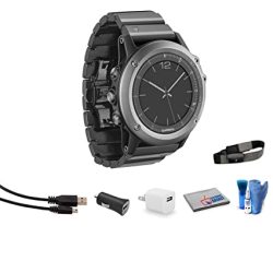 Fenix Garmin 3 Multisport Training Gps Fitness Watch With Hrm-run Heart Rate Monitor Sapphire With Stainless Steel Bracelet Bundle With Cleaning Kit + USB Adapter + More