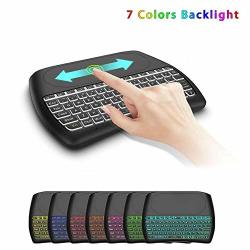 MINI Wireless Keyboard With Touchpad Attoe 7 Color Backlight Rechargeable Fly Air Remote Mouse.remote Control Learning Mouse For Andriod Tv Box smart Tv laptop pc htpc internet Box Black