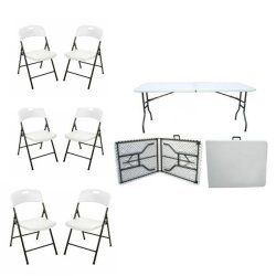 Premium Heavy-duty Folding Table And 6 Foldable Chairs: Versatile Durable And Convenient