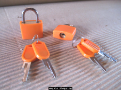 Orange Travel Mini Brass Baggage Laptop Bag Padlocks - Vibrant Colour Range