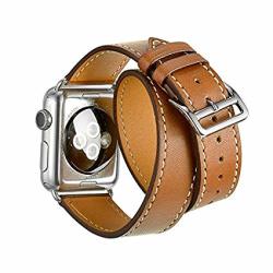 FOTOWELT For Apple Watch Band Double Tour Genuine Leather Watch Band Luxury Cuff Strap Replac