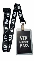 VIP Lanyard with Safety Breakaway ID Badge Holder for Men Women RockNerdy ID Holder for Backstage Concert Event Party Birthday Gaming Ticket Black 1 Lanyard Plastic Card Holder and Card Pass 
