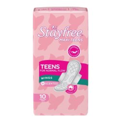 Johnsons Stayfree Sanitary Pads Maxi Teens Wings Scented Pack Of 10