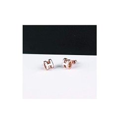 Chichi Women's Fashion Earrings Stainless Steel MINI Ear Stud Moden Style Letter Shape Inspired H-white