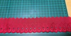 50mm Wide Broderie Anglais Trim - Red