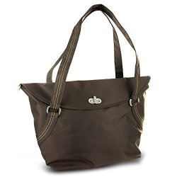 Travelon Large Tote With Flap And Turn Lock Closure Brown