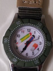Pencil And Eraser Watch. Fun Design . Brand New Never Worn Nylon Strap Stainless Steel Back.