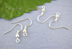 Earring Wires hooks - Silver Plated - Sold Per Pair - 18x19mm