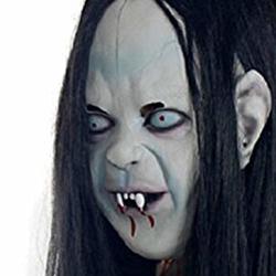 Maserfaliw Halloween Masks Horror Sadako Yamamura Grimace Face With Hair For Party Cosplay Props White