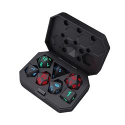 7 Pieces Rechargeable LED Glowing Dice Set For Games & Tabletop W Charging Box