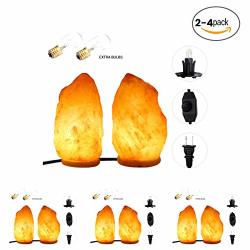 Natures Artifacts Himalayan Crystal Rock Salt Lamp Cleanses Air And Improves Mood 6-7" 7-8" & 10-11" Sizes Ul Certified Dimmer Cord 6-7" Pack Of 2-4