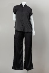 Black Short Sleeve Blouse - 44