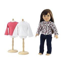 Emily Rose 18 Inch Doll Clothes Blue Stretch Skinny Jeans With 3 Soft Long Sleeved T-shirts Basics Value Outfit Fits American Girl Dolls