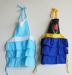Handmade Set Of 2 Princess Ruffle Aprons For Kids 3-5 Years Old