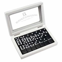 Professional Domino Set Double 6 - Premium Classic 28 Pieces Double Six In Durable Pu Wooden Box With Strong Magnetic Seal For Family & Party Entertament