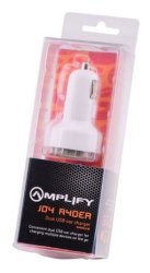 Amplify - Joy Ryder Dual USB Car Charger In White