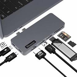 Woocon Macbook Pro Thunderbolt Hub Adapter Dock For Macbook Pro 2016 2017 13" And 15" Usb-c Hub 40GB S Thunderbolt 3 To HDMI Pass-through Charging Sd micro