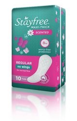 Maxi Scented Regular Sanitary Pads For Normal Flow No Wings 10 Pack