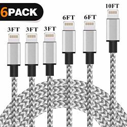Silver White 5PACK 3 6 10FT -CABLE-0Z4