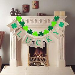 Verkb Shamrock Lucky Burlap Decoration Banner-st Patrick's Daythemed Decorations Sign-home Decor For Kids Party Holiday Bedroom Window Fireplace Cabinets