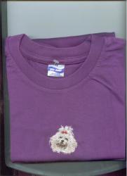 Kids T Shirt. Purple. 7--8 Years Maltese Dog