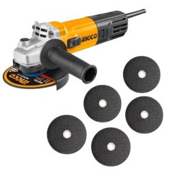 Ingco - Angle Grinder 750W And Generic Cutting Discs X5