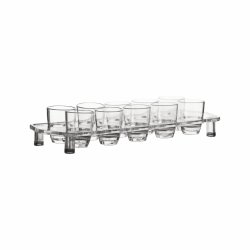 Bar Butler 10 Clear Plastic Shot Glasses On Tray 25ML